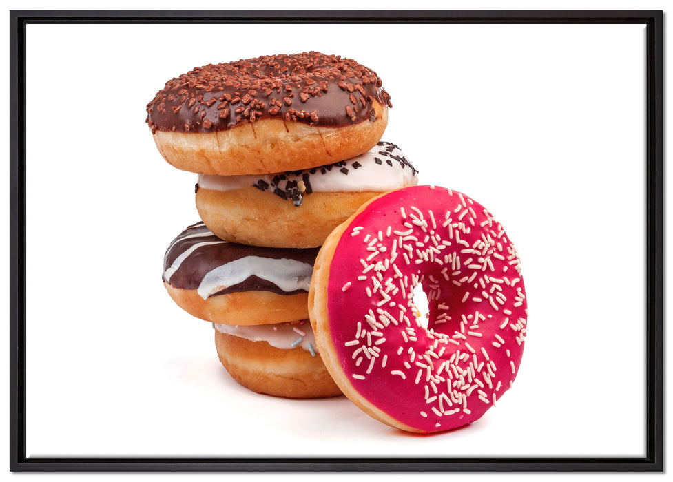 Süße Donuts auf Leinwandbild gerahmt Größe 100x70