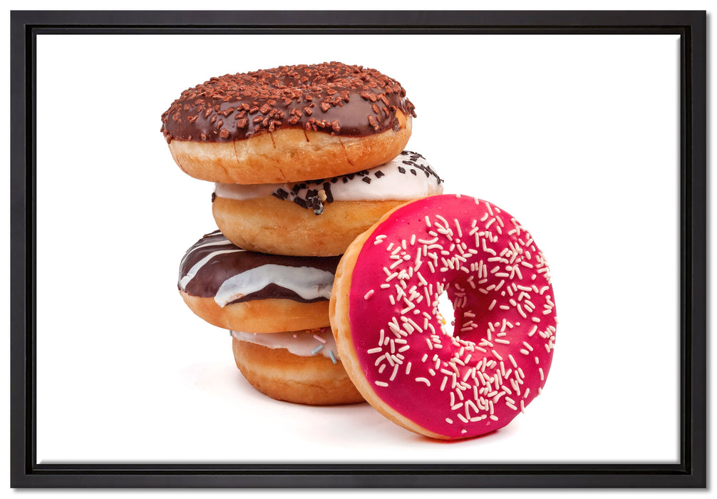 Süße Donuts auf Leinwandbild gerahmt Größe 60x40