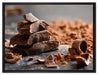 Dunkle Schokoladenraspeln auf Leinwandbild gerahmt Größe 80x60