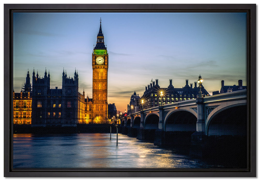 Big Ben bei Nacht auf Leinwandbild gerahmt Größe 60x40