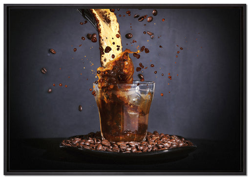 Gekühlter Bohnenkaffee auf Leinwandbild gerahmt Größe 100x70