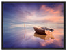 Einsames Boot auf See auf Leinwandbild gerahmt Größe 80x60