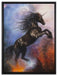 Traumhaftes schwarzes Einhorn auf Leinwandbild gerahmt Größe 80x60