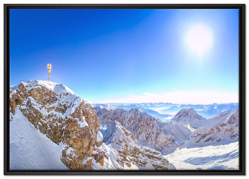 Zugspitze im Sonnenlicht auf Leinwandbild gerahmt Größe 100x70