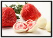 Erdbeeren mit Schokolade umhüllt auf Leinwandbild gerahmt Größe 100x70