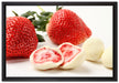 Erdbeeren mit Schokolade umhüllt auf Leinwandbild gerahmt Größe 60x40