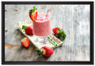 Köstlicher Erdbeershake auf Leinwandbild gerahmt Größe 60x40