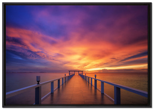 Steg ins Meer auf Leinwandbild gerahmt Größe 100x70
