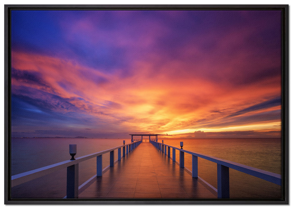 Steg ins Meer auf Leinwandbild gerahmt Größe 100x70