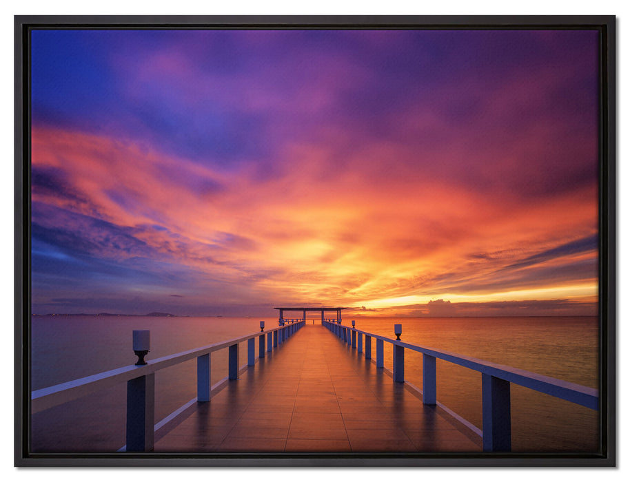 Steg ins Meer auf Leinwandbild gerahmt Größe 80x60