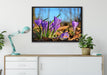 Exotische lila Krokusse auf Leinwandbild gerahmt verschiedene Größen im Wohnzimmer