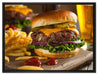 Saftiger Chili Cheese Burger auf Leinwandbild gerahmt Größe 80x60
