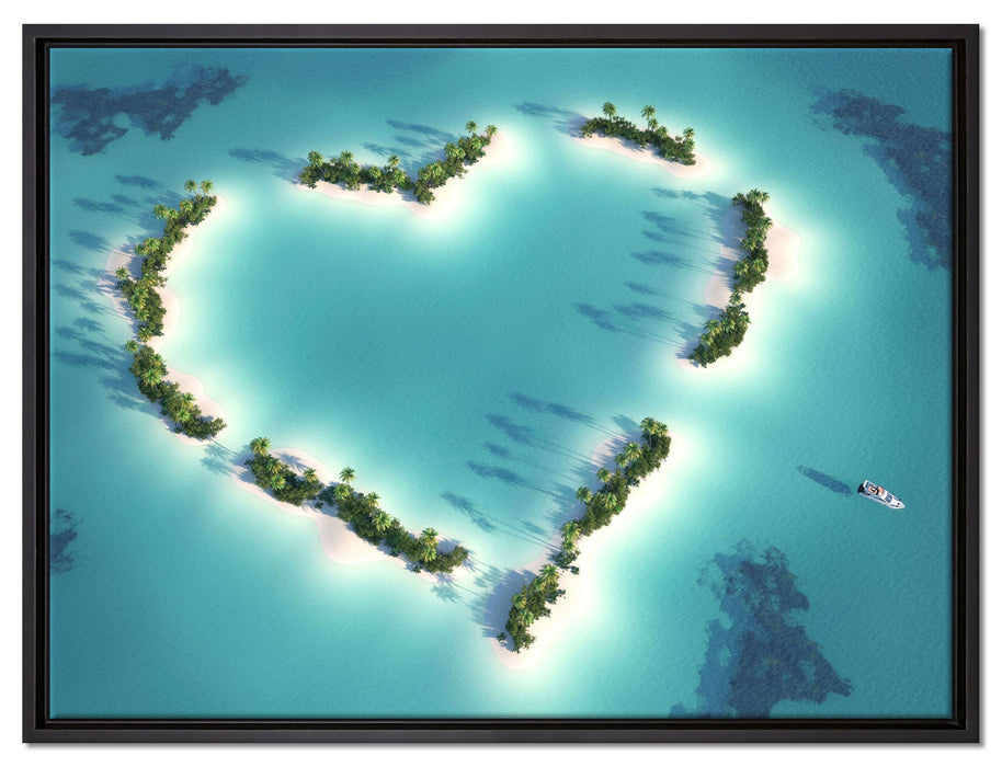 Herz geformt aus Inseln auf Leinwandbild gerahmt Größe 80x60