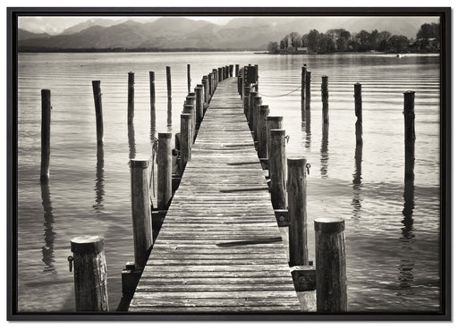 Langer Holzsteg ins Meer auf Leinwandbild gerahmt Größe 100x70