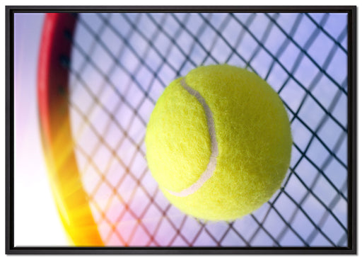 Tennisschläger Tennisball auf Leinwandbild gerahmt Größe 100x70