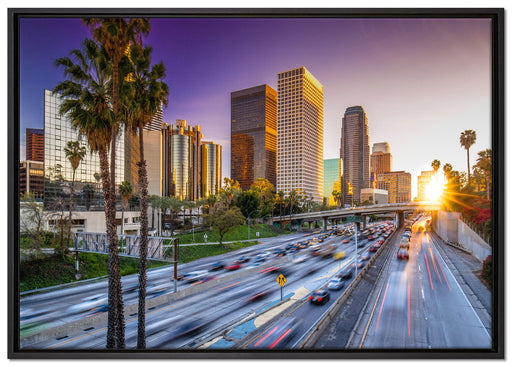 Straßenverkehr in Los Angeles auf Leinwandbild gerahmt Größe 100x70