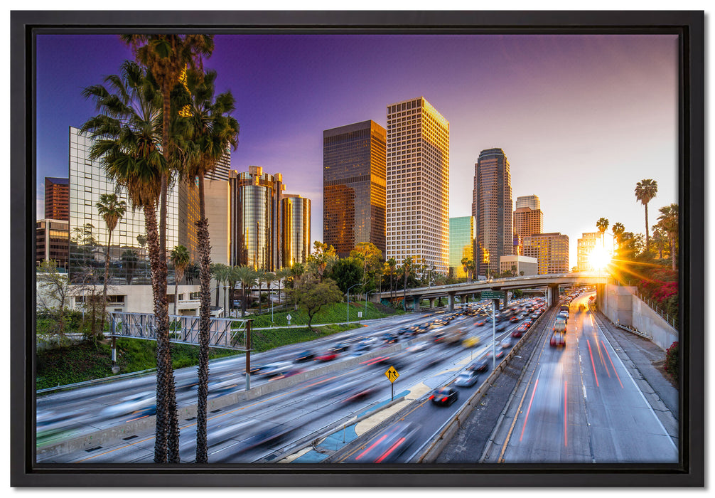 Straßenverkehr in Los Angeles auf Leinwandbild gerahmt Größe 60x40