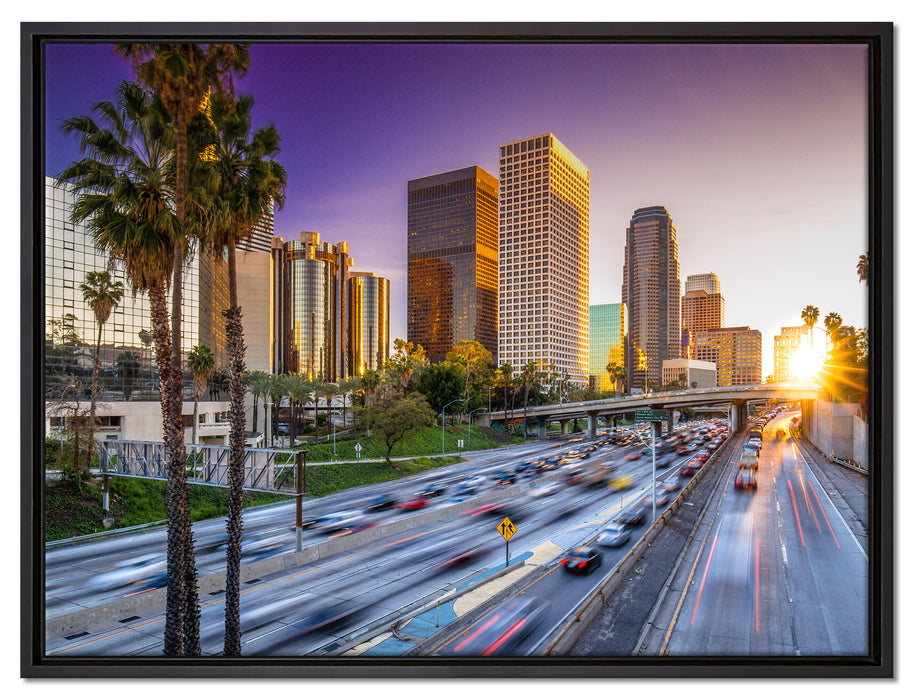 Straßenverkehr in Los Angeles auf Leinwandbild gerahmt Größe 80x60