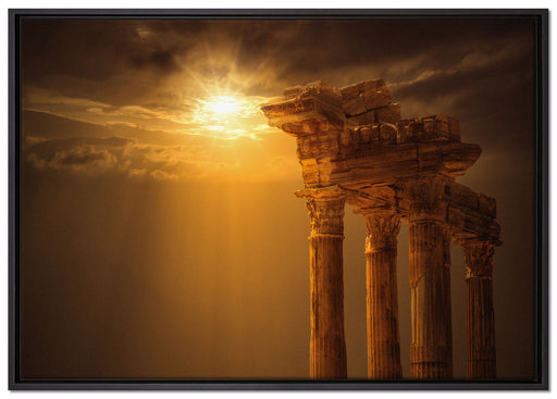 Antiker Apollontempel auf Leinwandbild gerahmt Größe 100x70