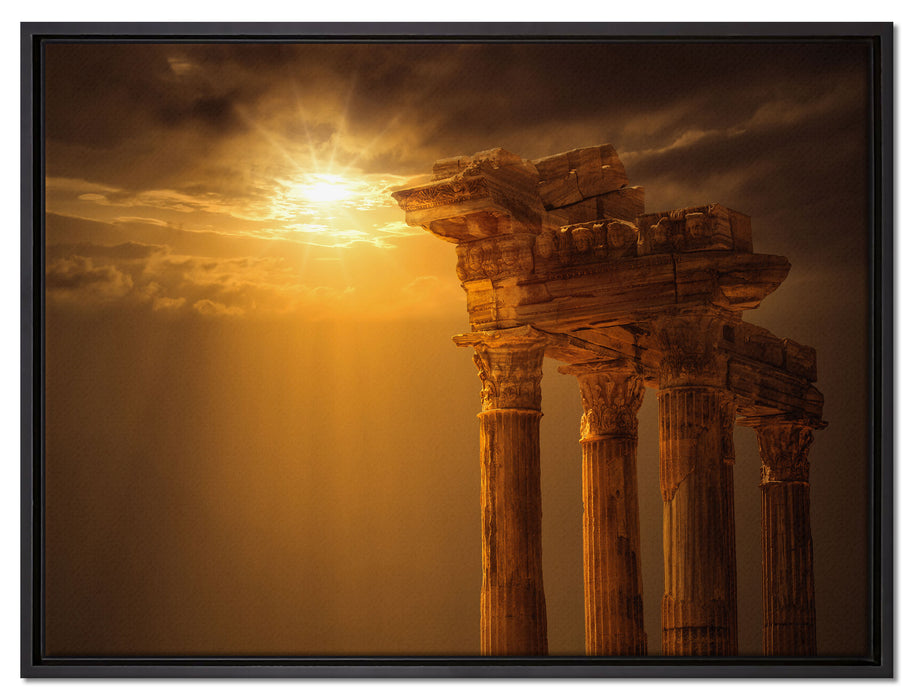 Antiker Apollontempel auf Leinwandbild gerahmt Größe 80x60