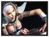 Tätowierte DJ Frau auf Leinwandbild gerahmt Größe 80x60