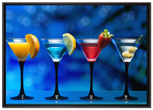 Vier Martinis auf Leinwandbild gerahmt Größe 100x70