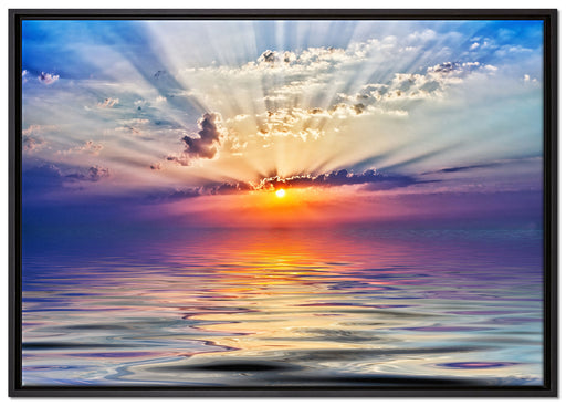 Sonnenaufgang im Meer auf Leinwandbild gerahmt Größe 100x70