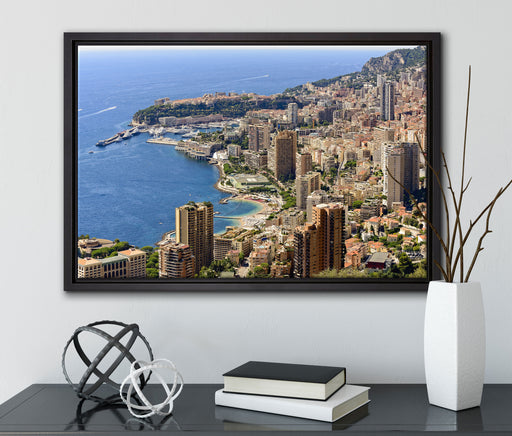 Blick auf das Monte Carlo auf Leinwandbild gerahmt mit Kirschblüten