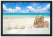 Sandstrand mit Muscheln auf Leinwandbild gerahmt Größe 60x40
