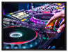 Modern beleuchteter DJ Pult auf Leinwandbild gerahmt Größe 80x60