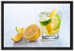 Gin Tonic Shot mit Zitronen auf Leinwandbild gerahmt Größe 60x40