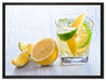 Gin Tonic Shot mit Zitronen auf Leinwandbild gerahmt Größe 80x60