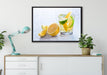 Gin Tonic Shot mit Zitronen auf Leinwandbild gerahmt verschiedene Größen im Wohnzimmer