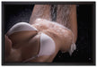 Frau im Bikini unter einer Dusche auf Leinwandbild gerahmt Größe 60x40