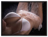 Frau im Bikini unter einer Dusche auf Leinwandbild gerahmt Größe 80x60