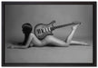 Nackte Frau mit Gitarre auf Leinwandbild gerahmt Größe 60x40