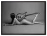 Nackte Frau mit Gitarre auf Leinwandbild gerahmt Größe 80x60