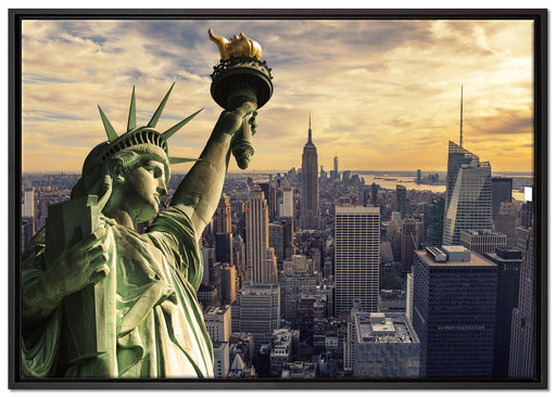 Freiheitsstatue in New York auf Leinwandbild gerahmt Größe 100x70
