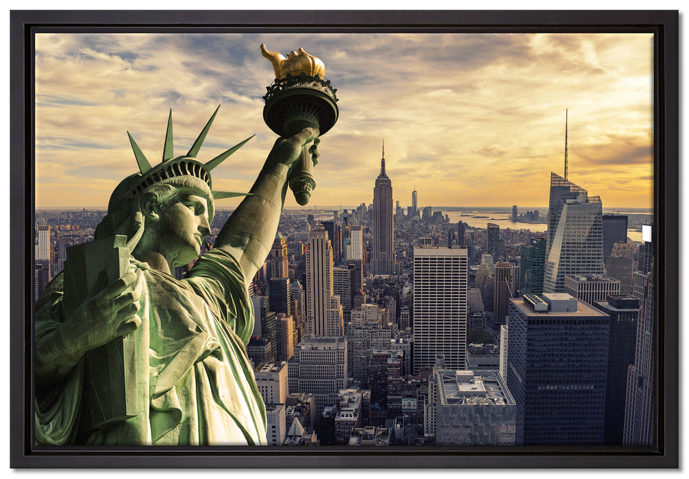 Freiheitsstatue in New York auf Leinwandbild gerahmt Größe 60x40