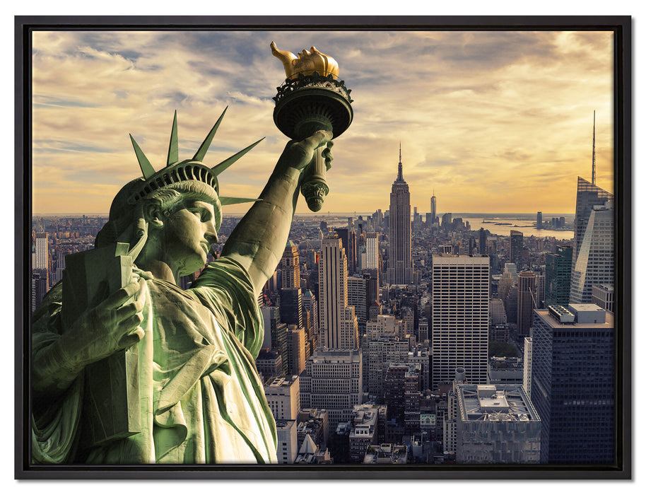 Freiheitsstatue in New York auf Leinwandbild gerahmt Größe 80x60