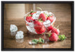 Erdbeeren in Eiswürfeln auf Leinwandbild gerahmt Größe 60x40