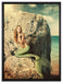 Meerjungfrau hinter Felsen auf Leinwandbild gerahmt Größe 80x60