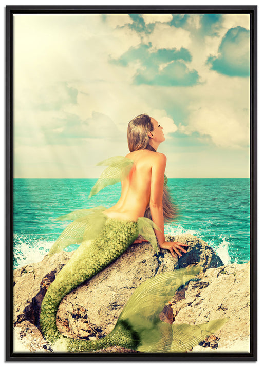 Traumhafte Meerjungfrau auf Leinwandbild gerahmt Größe 100x70