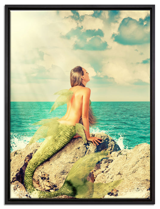 Traumhafte Meerjungfrau auf Leinwandbild gerahmt Größe 80x60