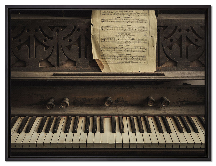 Klavier mit Notenblatt auf Leinwandbild gerahmt Größe 80x60