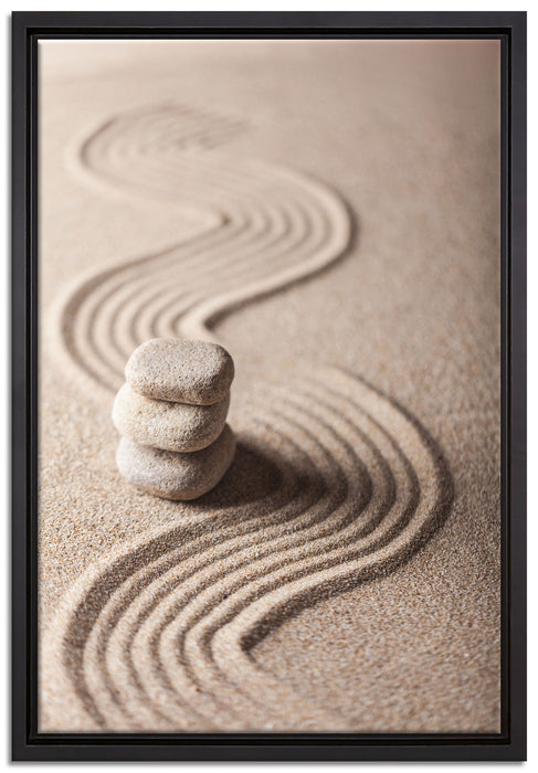 Wellenmuster im Sand auf Leinwandbild gerahmt Größe 60x40