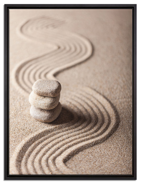 Wellenmuster im Sand auf Leinwandbild gerahmt Größe 80x60