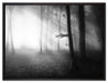 Düsterer Wald im Nebel auf Leinwandbild gerahmt Größe 80x60