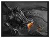 Kampf zwischen Mensch und Drache auf Leinwandbild gerahmt Größe 80x60