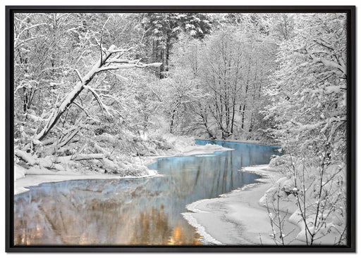 Atemberaubende Winterlandschaft auf Leinwandbild gerahmt Größe 100x70